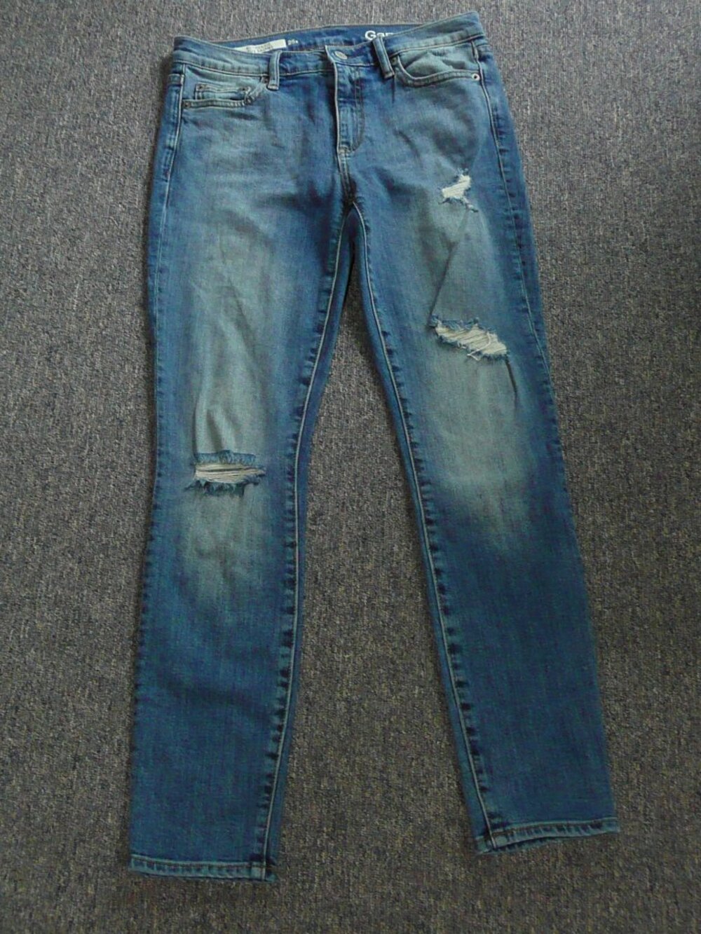 Gap 1969 Jeans Authentic True Skinny Distressed Medium Wash Womens 25s